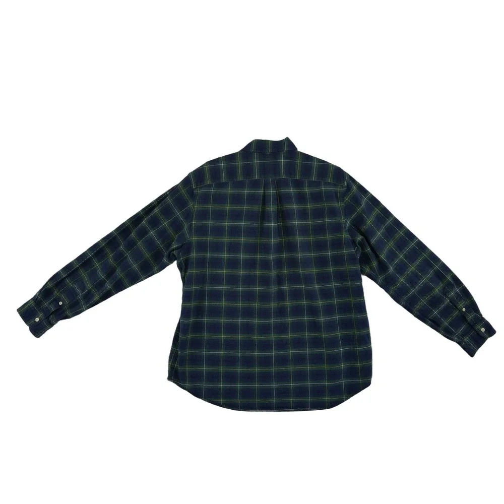 Ralph Lauren Plaid 100% Cotton Button Down Shirt Men's Size XL Blue Green Black